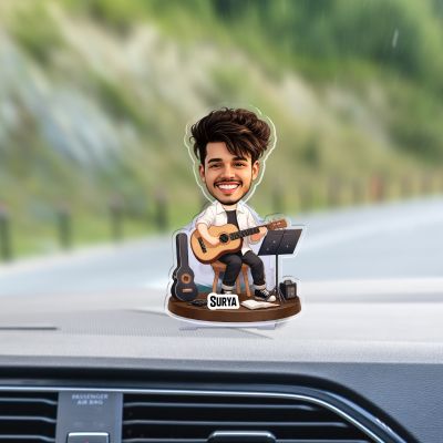 Personalized Music Theme Bobblehead Caricature with Shaking Head Unique Tabletop Decor Gift for Musicians, Singers & Music Lovers | Battery Powered Moving Head